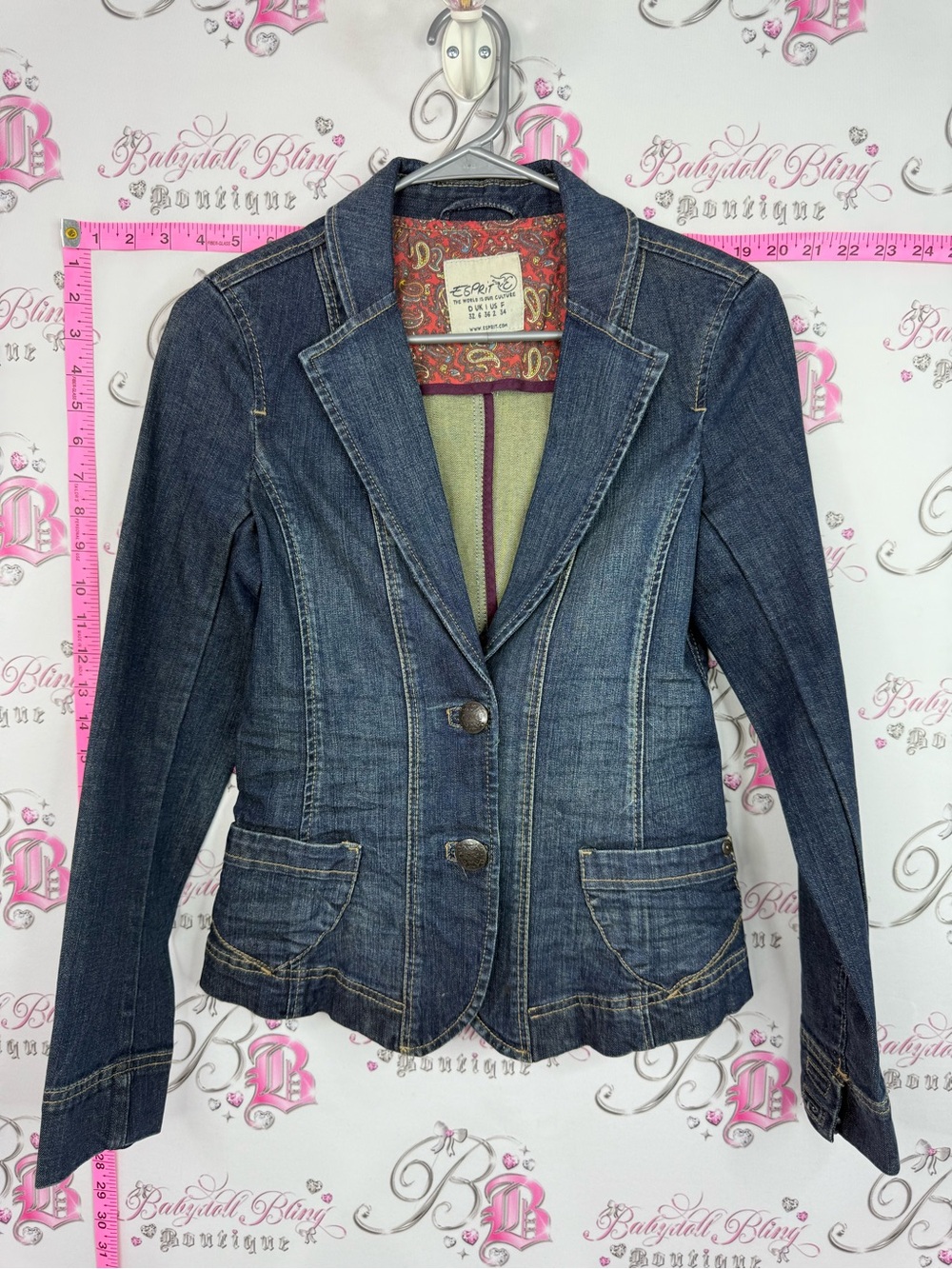 Esprit Dark Blue Denim Tailored Blazer Jacket